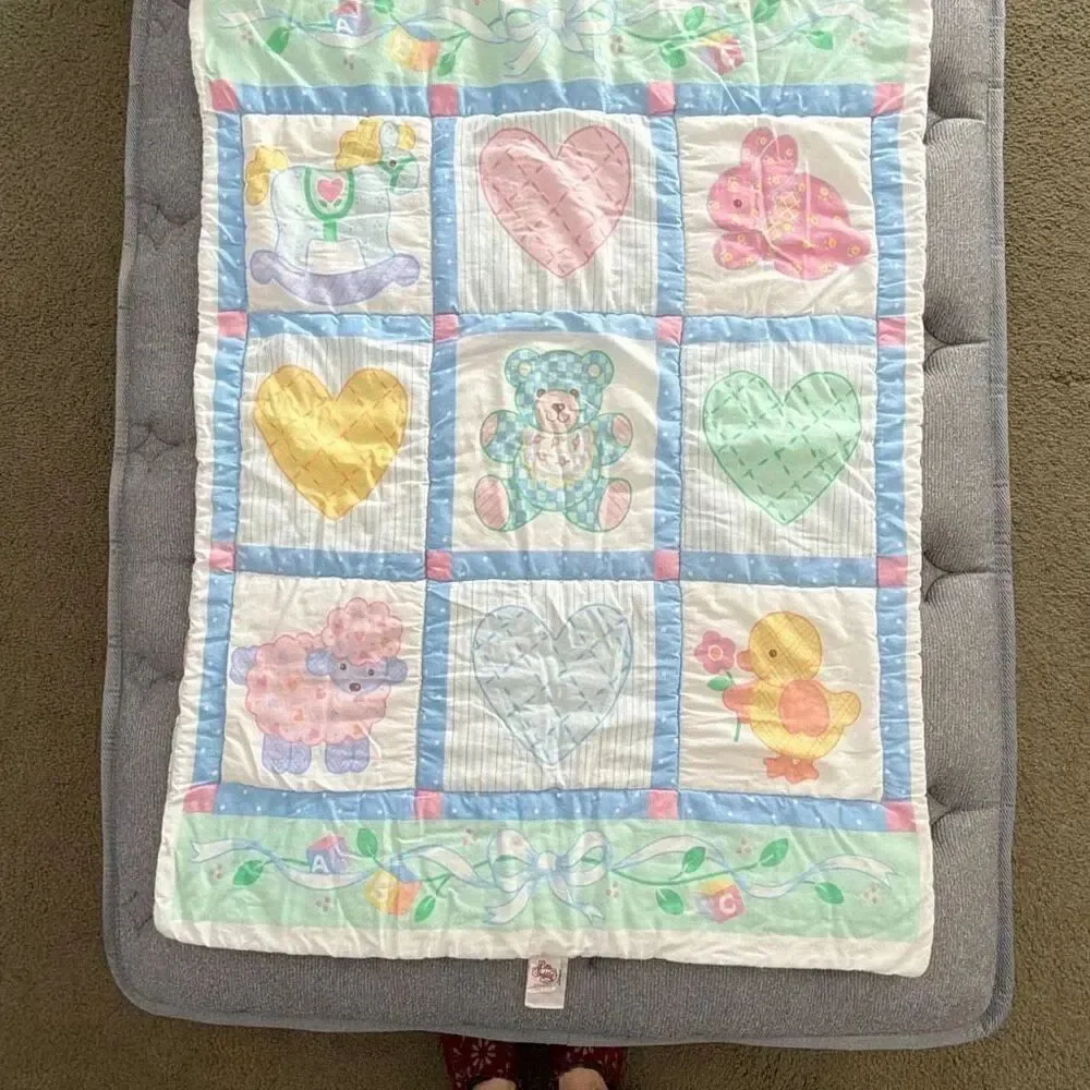Little Bedding Vintage Baby Quilt Pastel Crib Blanket Red Calliope